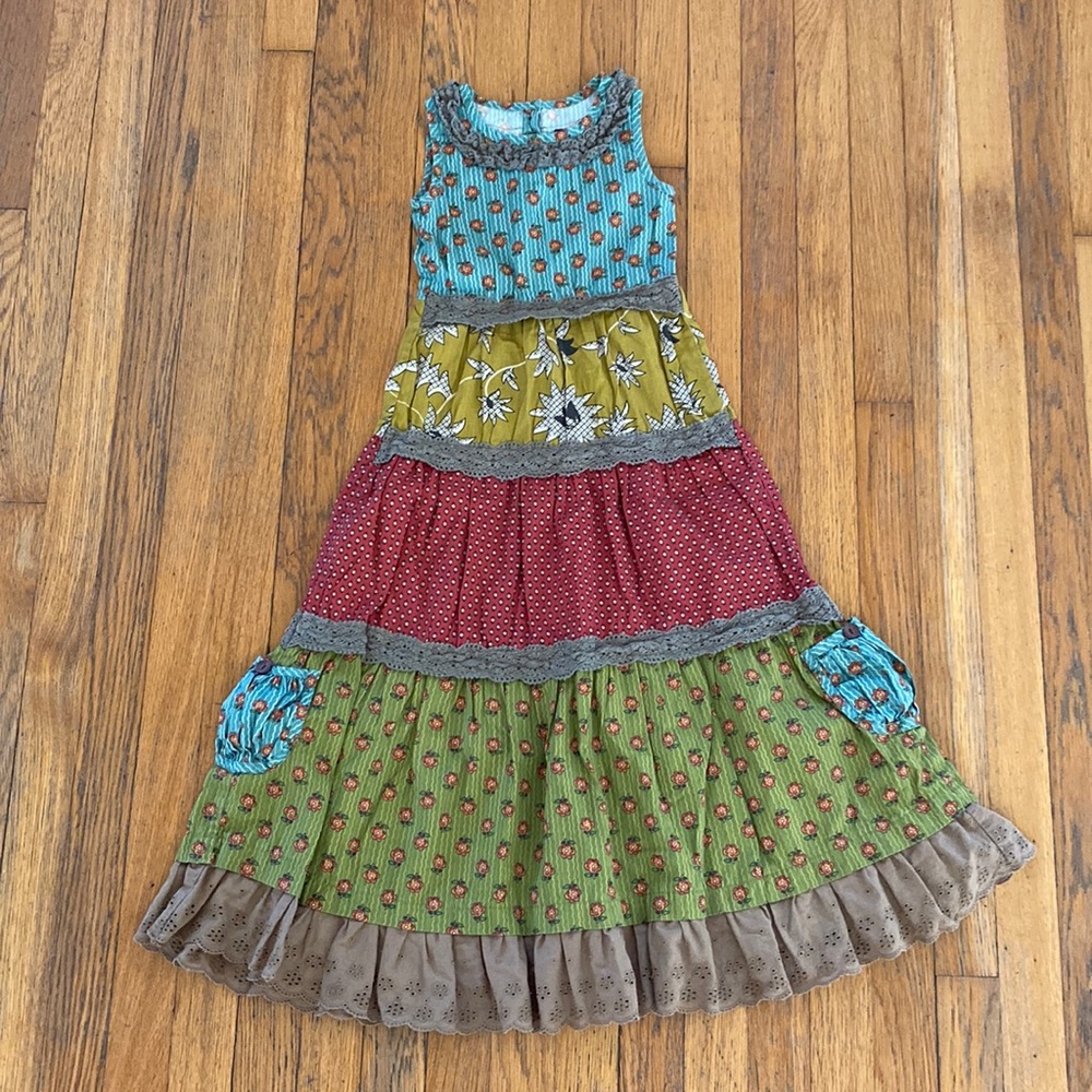 Girls Mustard Pie Tiered Maxi Dress size 6